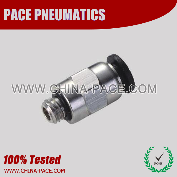 Compact Male Straight One Touch Fittings, Compact Push To Connect Fittings, Miniature Pneumatic Fittings, Air Fittings, one touch tube fittings, Pneumatic Fitting, Nickel Plated Brass Push in Fittings